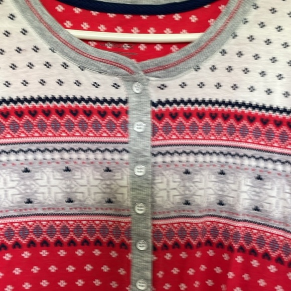 Cuddl Duds M pajamas 2pc red blue grey white. Cuffed sleeves & legs Drawstring - Picture 2 of 10